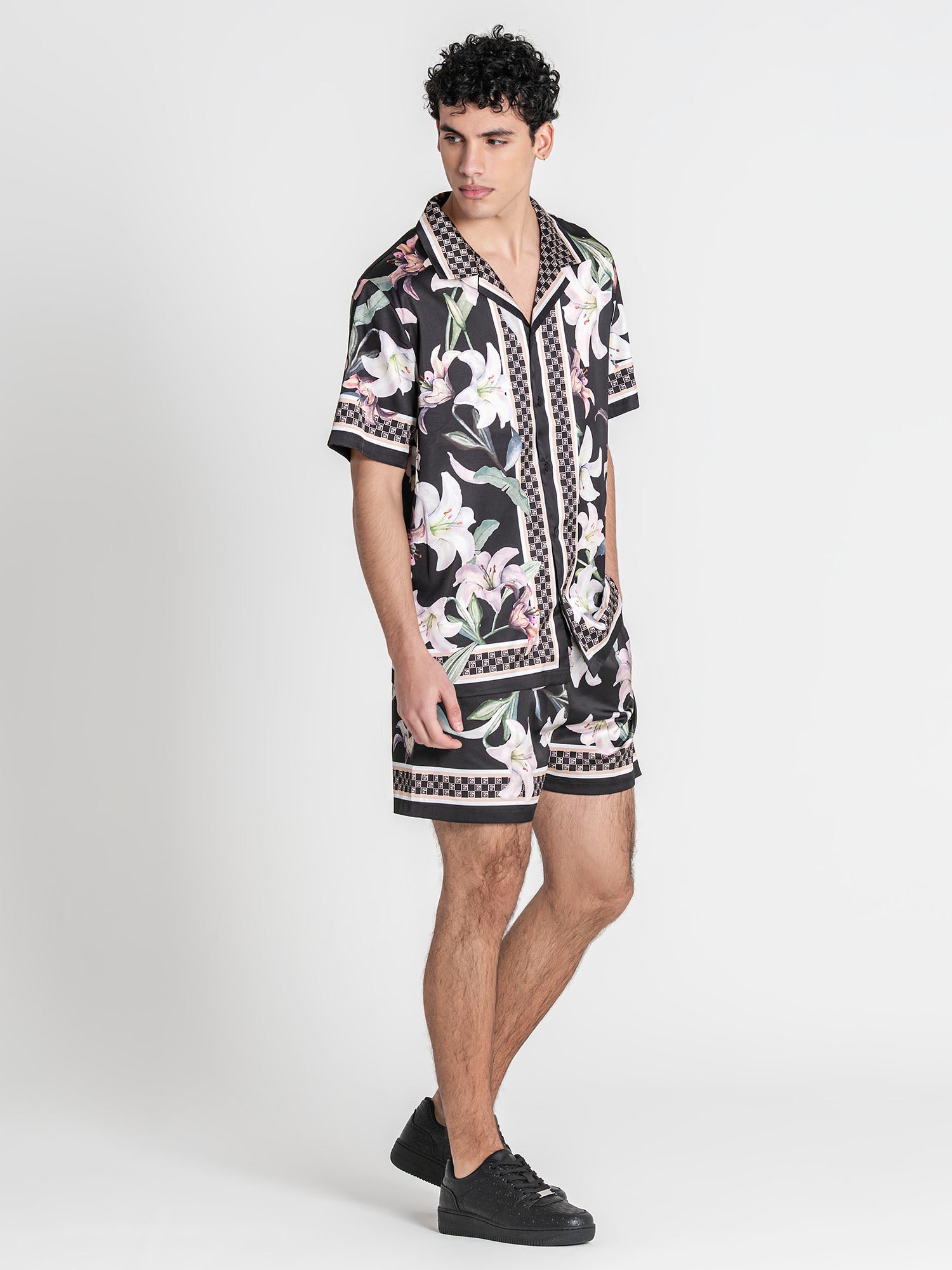 shirts / Black Midnight Bloom Satin Shirt