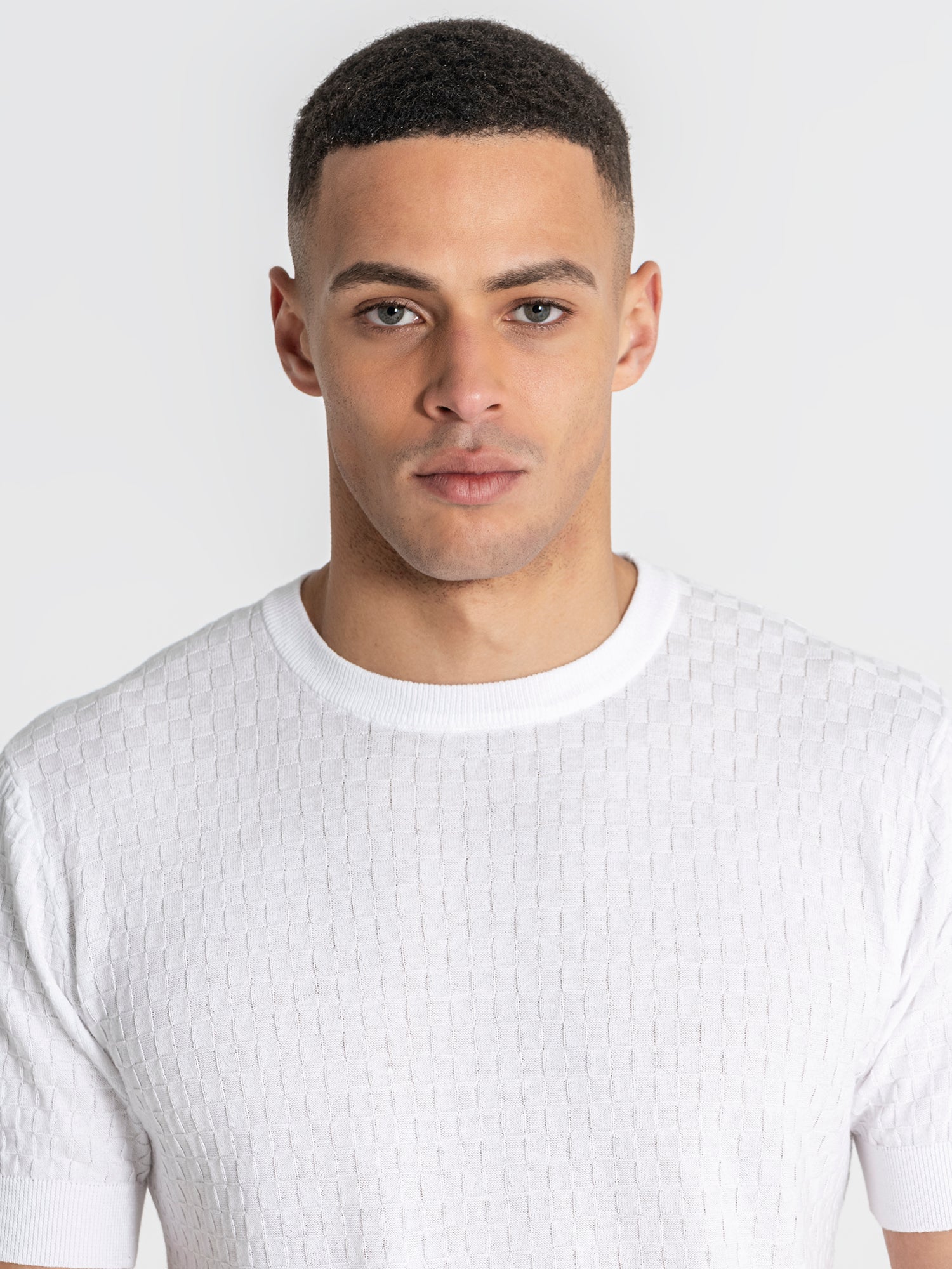 t-shirts / White Squared Knit Tee