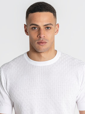 t-shirts / White Squared Knit Tee
