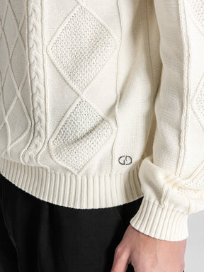 sweats / White Cable Knit Turtleneck