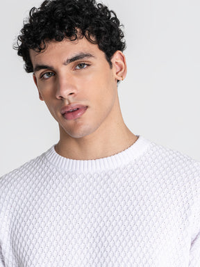 sweats / White Hexa Knit Sweater