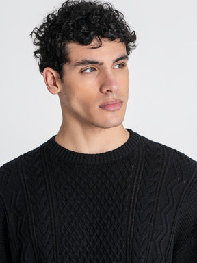 sweats / Black Cable Knit Sweater