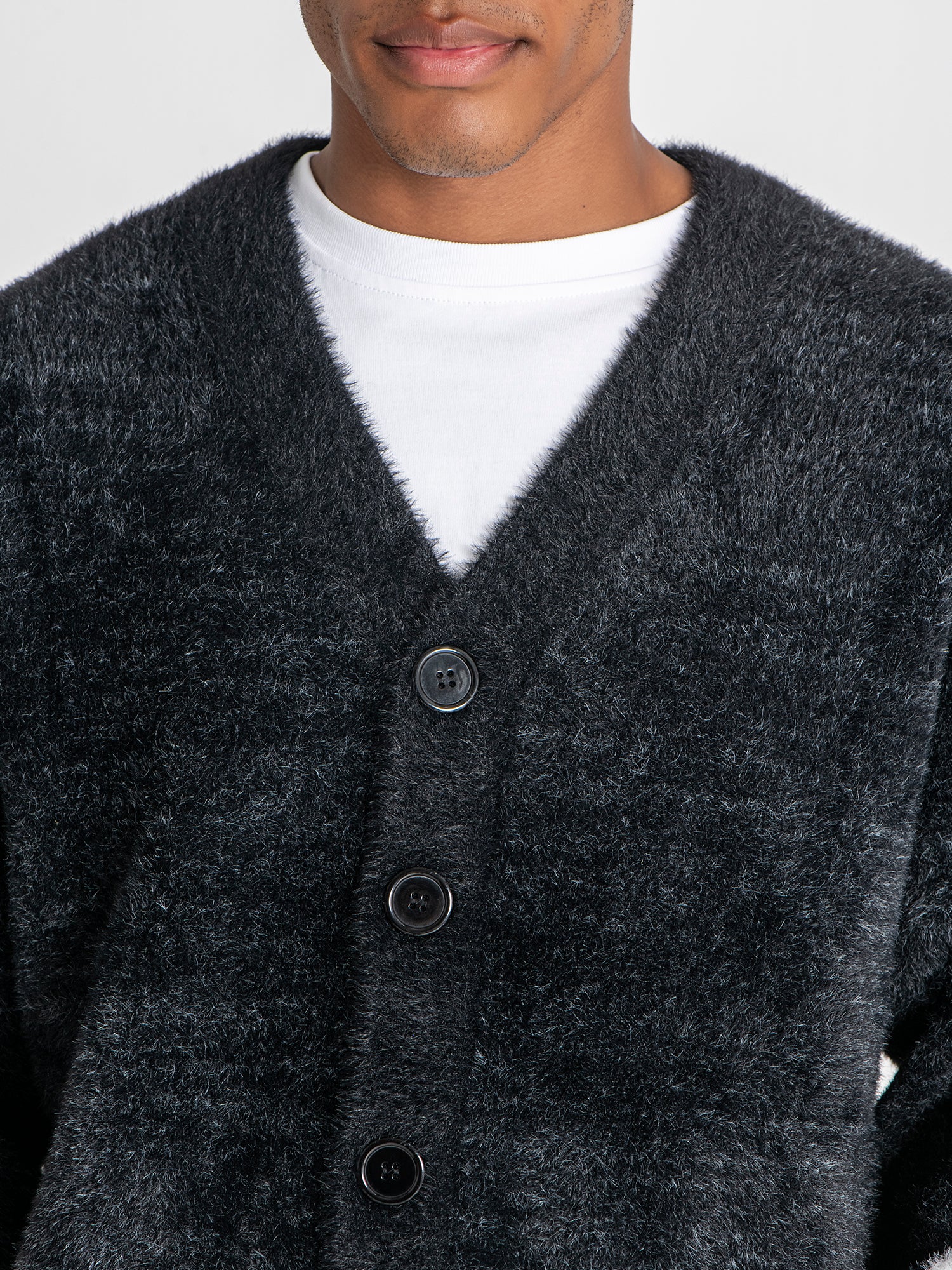 jackets / Black Structure Knit Cardigan