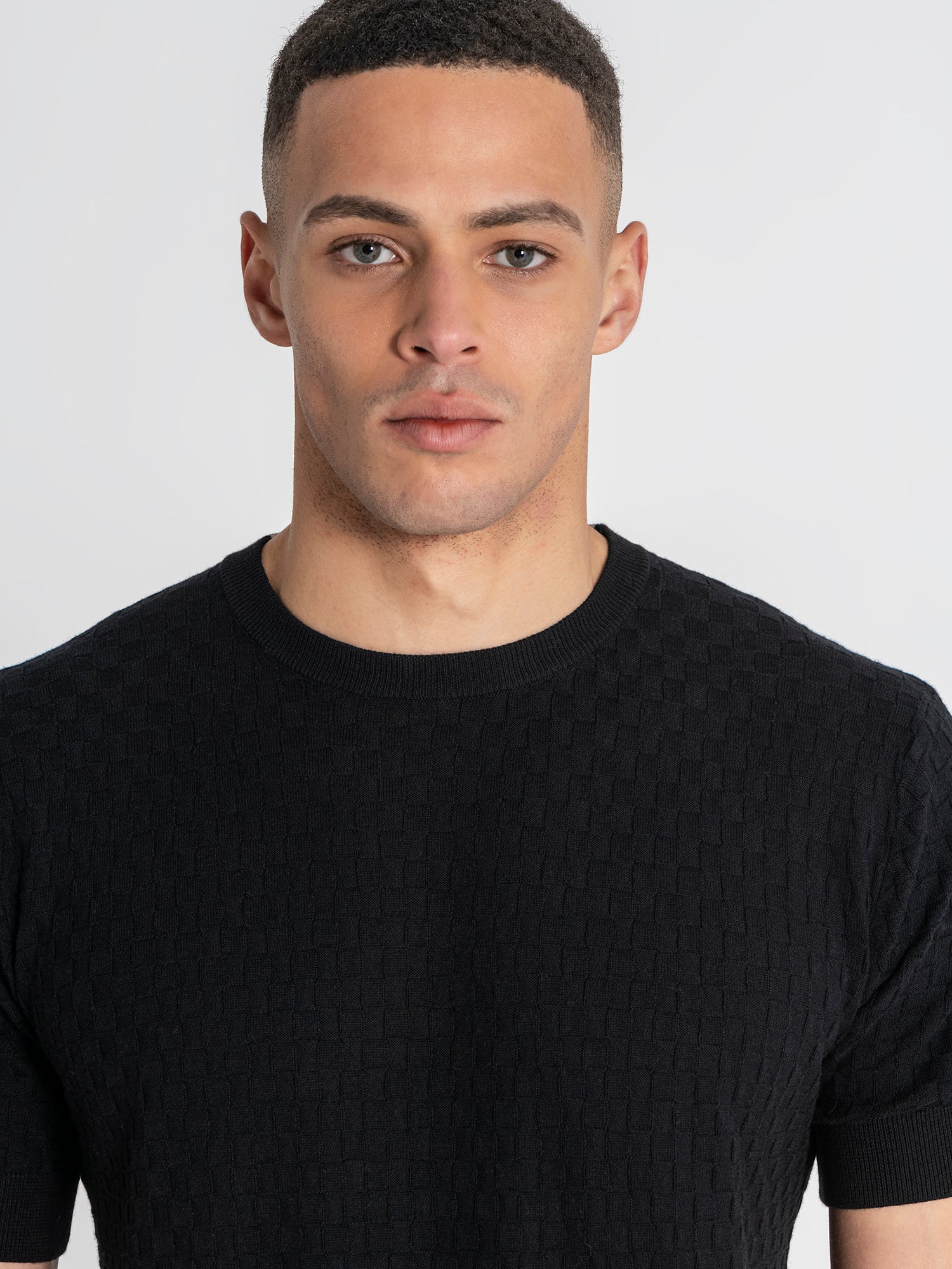 t-shirts / Black Squared Knit Tee
