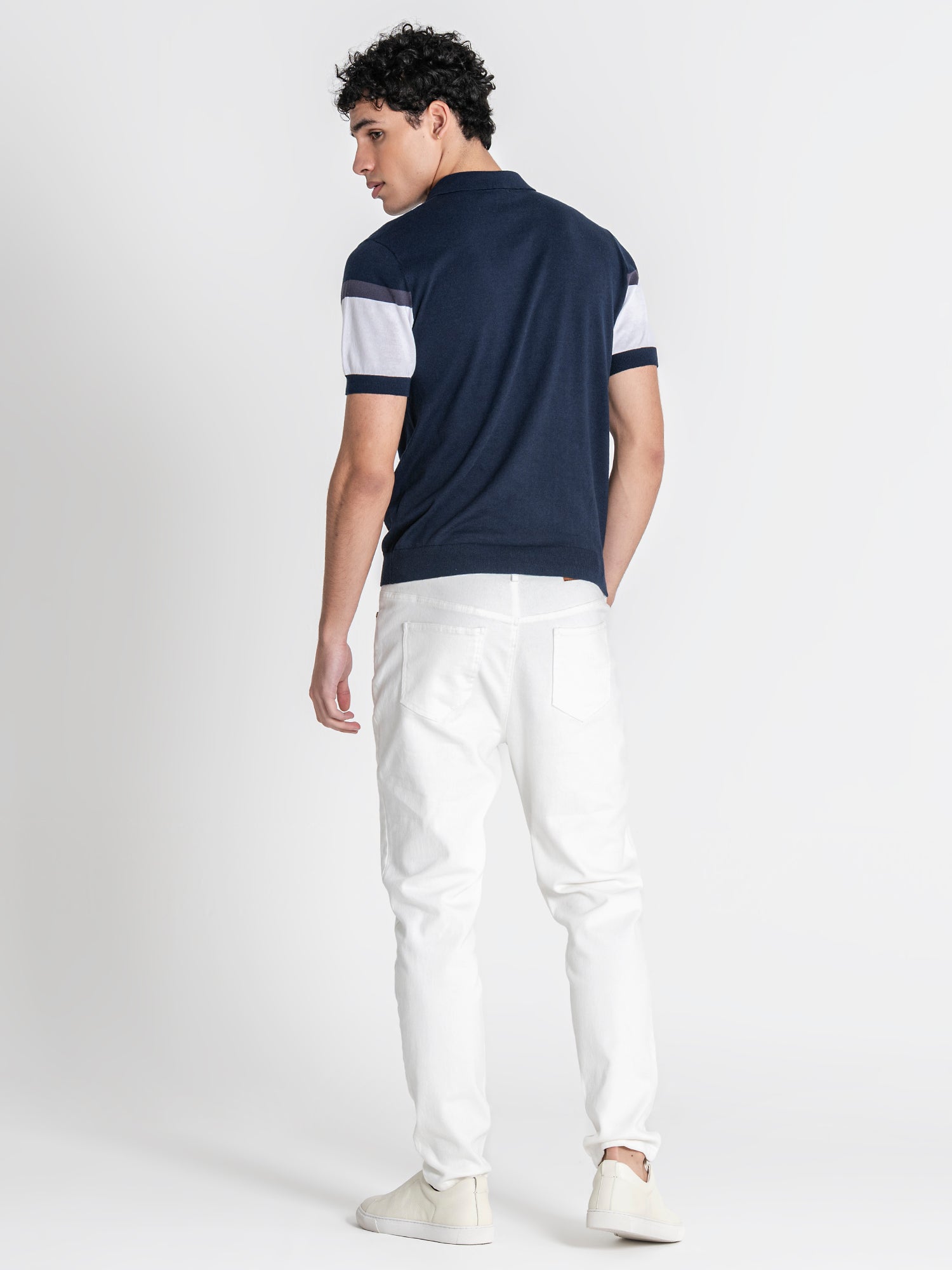 polos / Navy Blue Block Knit Polo