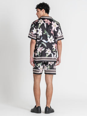 shirts / Black Midnight Bloom Satin Shirt