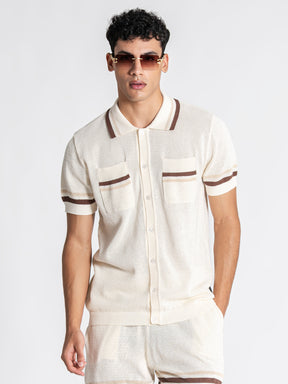 shirts / White Striped Knit Set