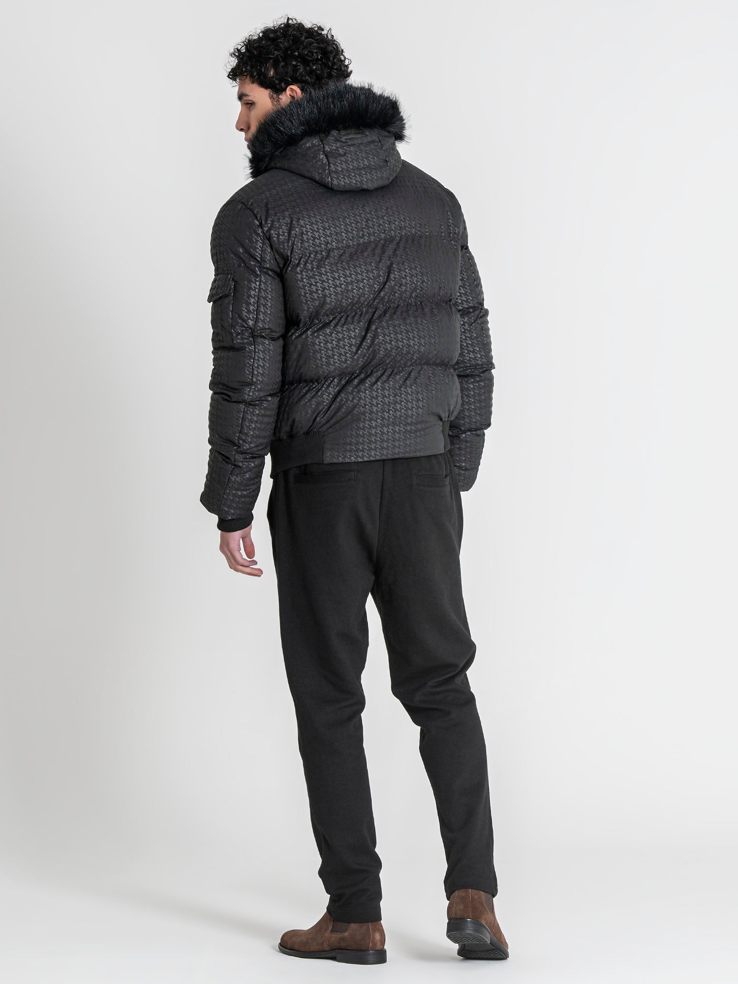 puffers / Black Smart Houndstooth Puffer Jacket