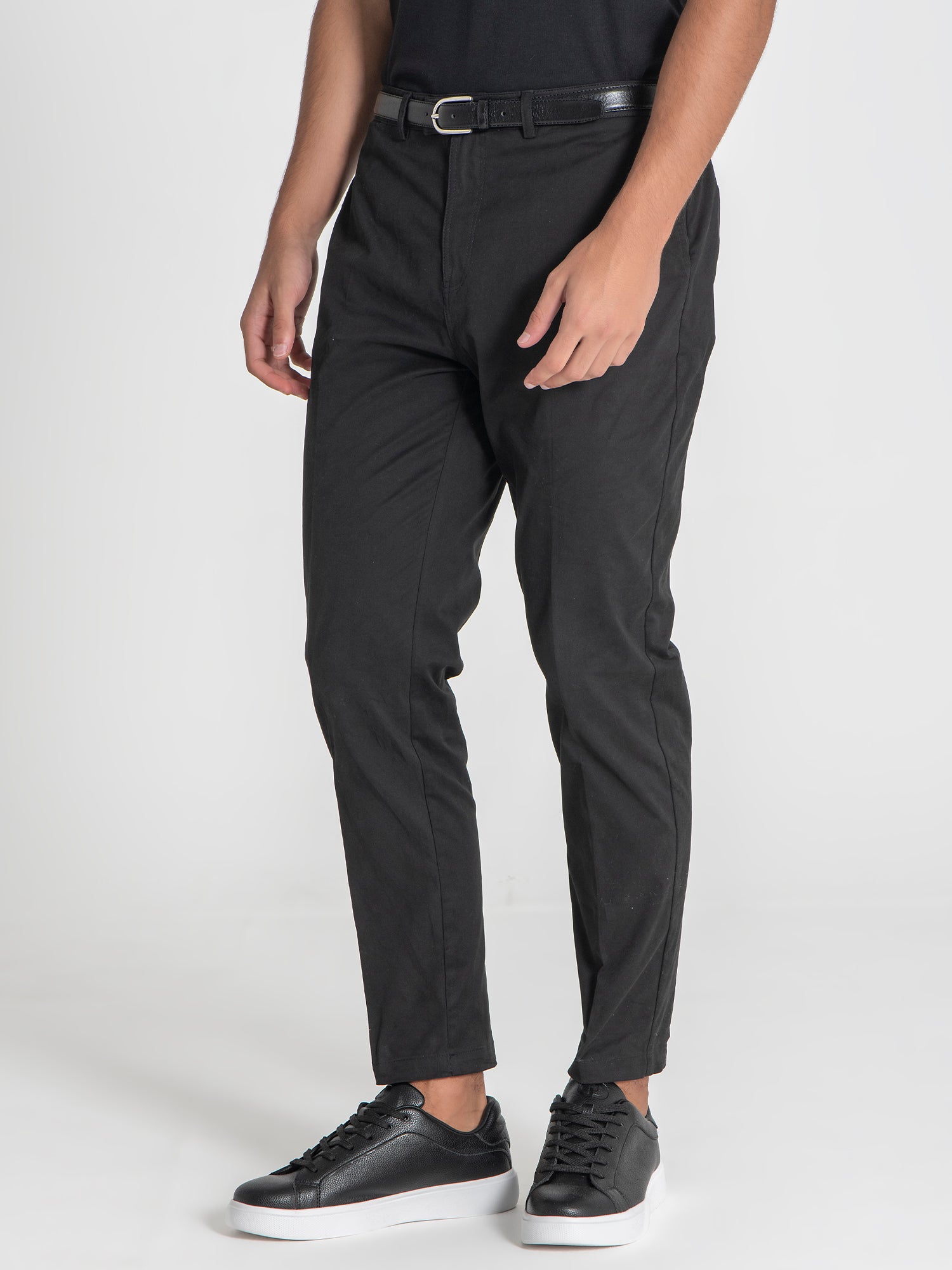pants / Black Elastic Chino Chino Pants