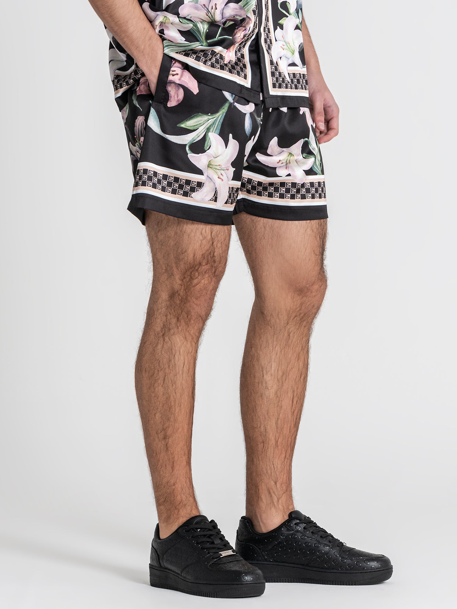 shorts / Black Midnight Bloom Satin Shorts