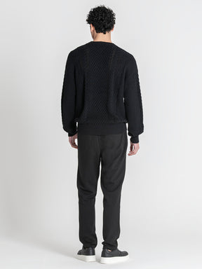 sweats / Black Cable Knit Sweater