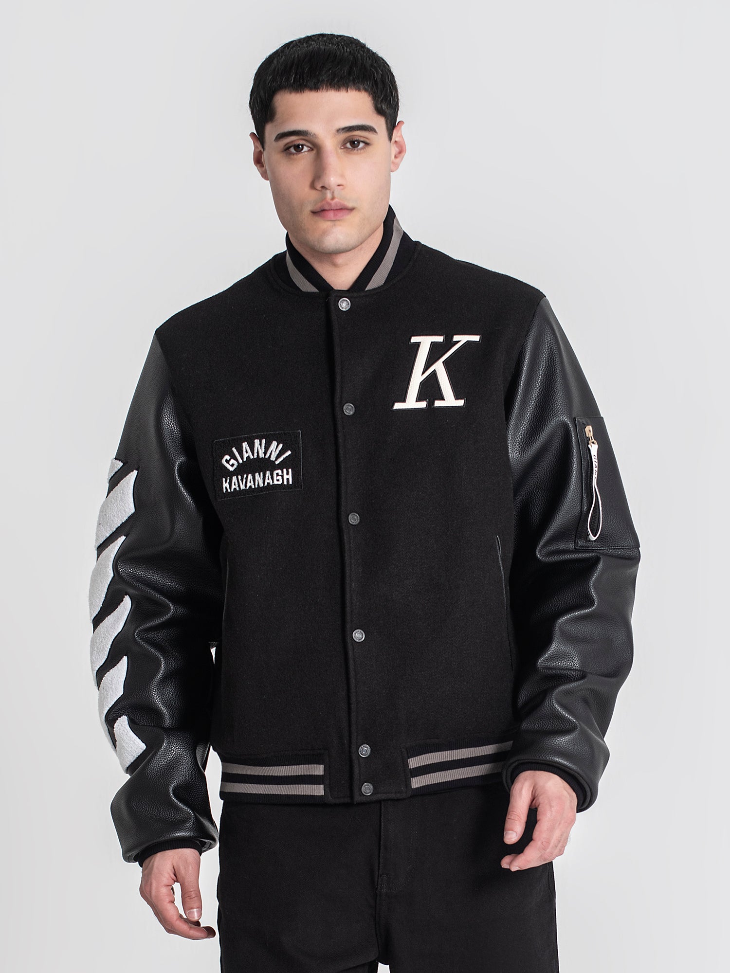 Black Varsity Bomber Jacket