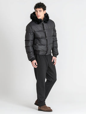 puffers / Black Smart Houndstooth Puffer Jacket