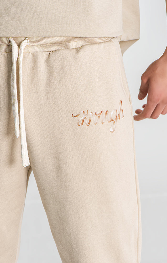 Beige Laced Loose Joggers