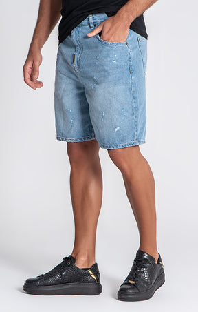 Blue Underwater Denim Shorts