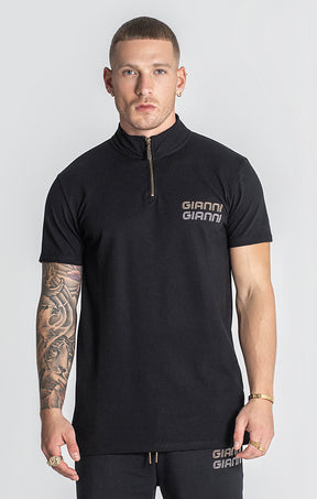 Black Glimpse Up Zip Polo