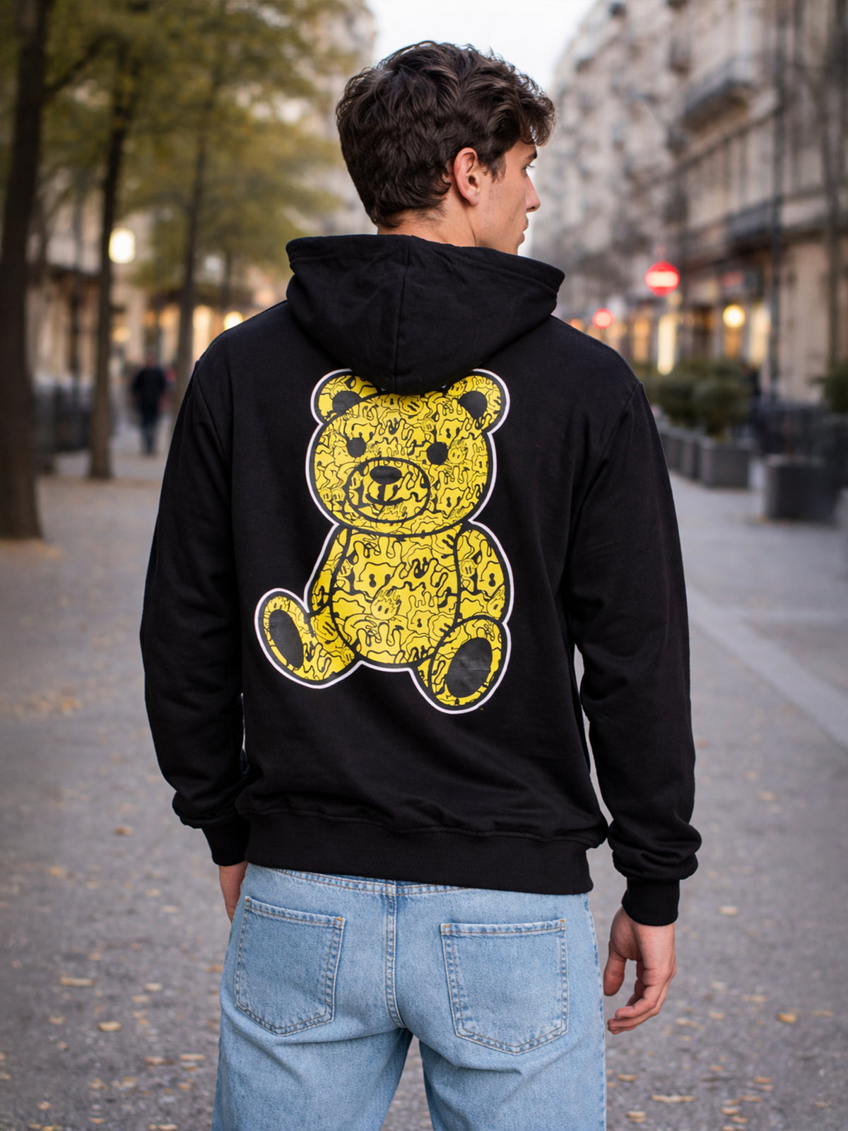 Black Smiley Bear Hoodie