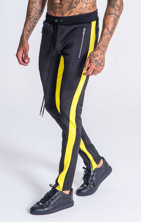 Black trousers with yellow stripe hotsell