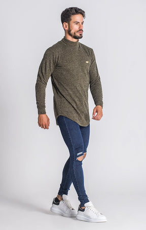 Army Green Core Turtleneck Medal Sweater