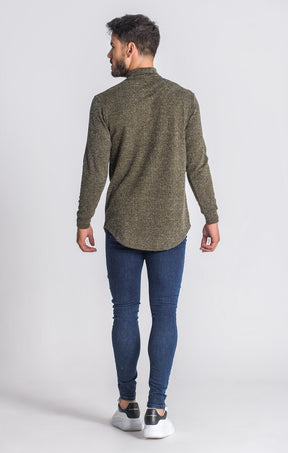 Army Green Core Turtleneck Medal Sweater