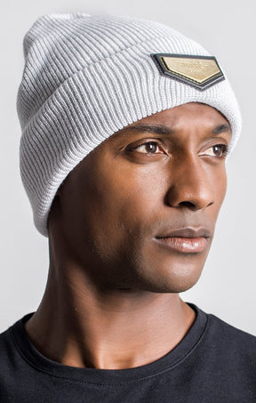 Ice Grey Beanie with Gold GK Plaque