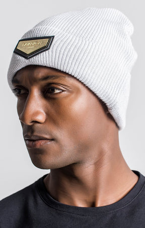 Ice Grey Beanie with Gold GK Plaque
