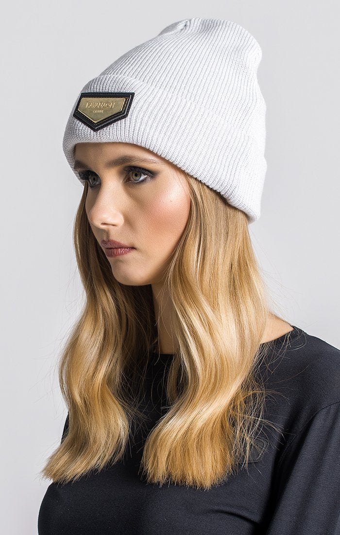 Ice Grey Beanie With Gold GK Plaque