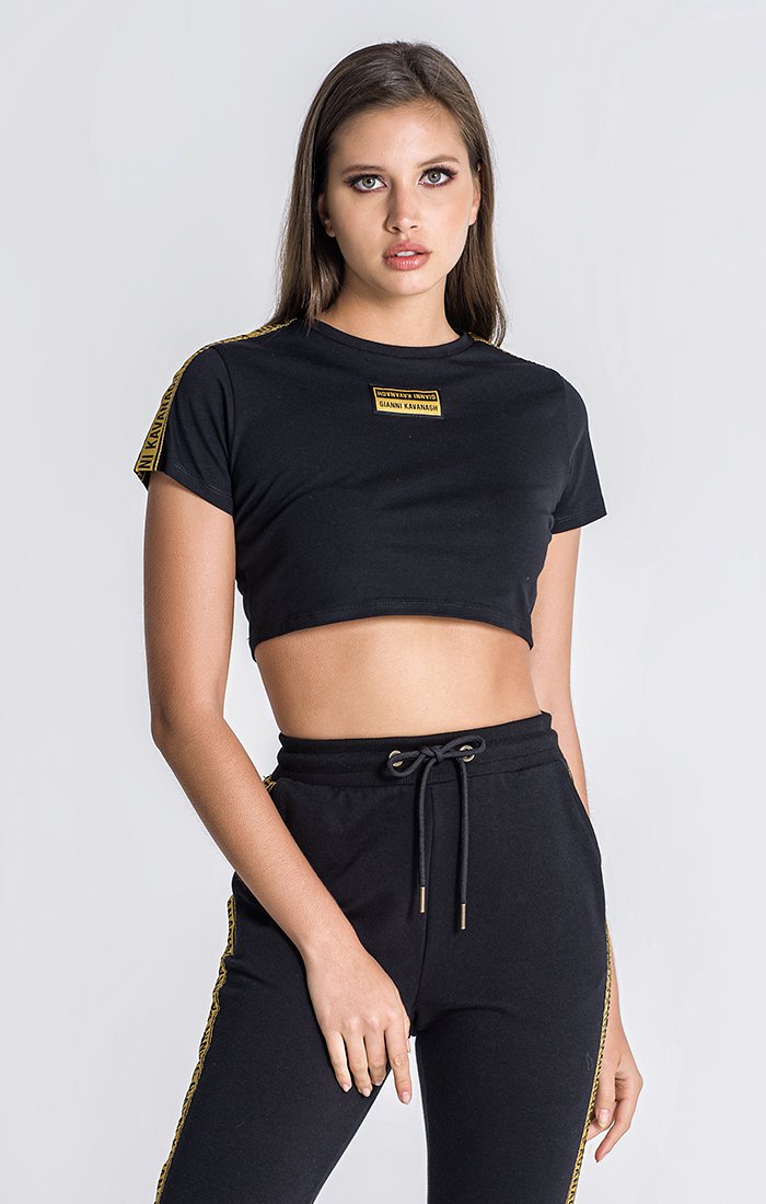 Black Duo Tape Cropped Tee