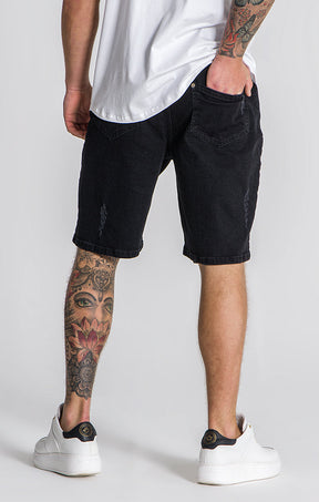 Black Refraction Denim Shorts