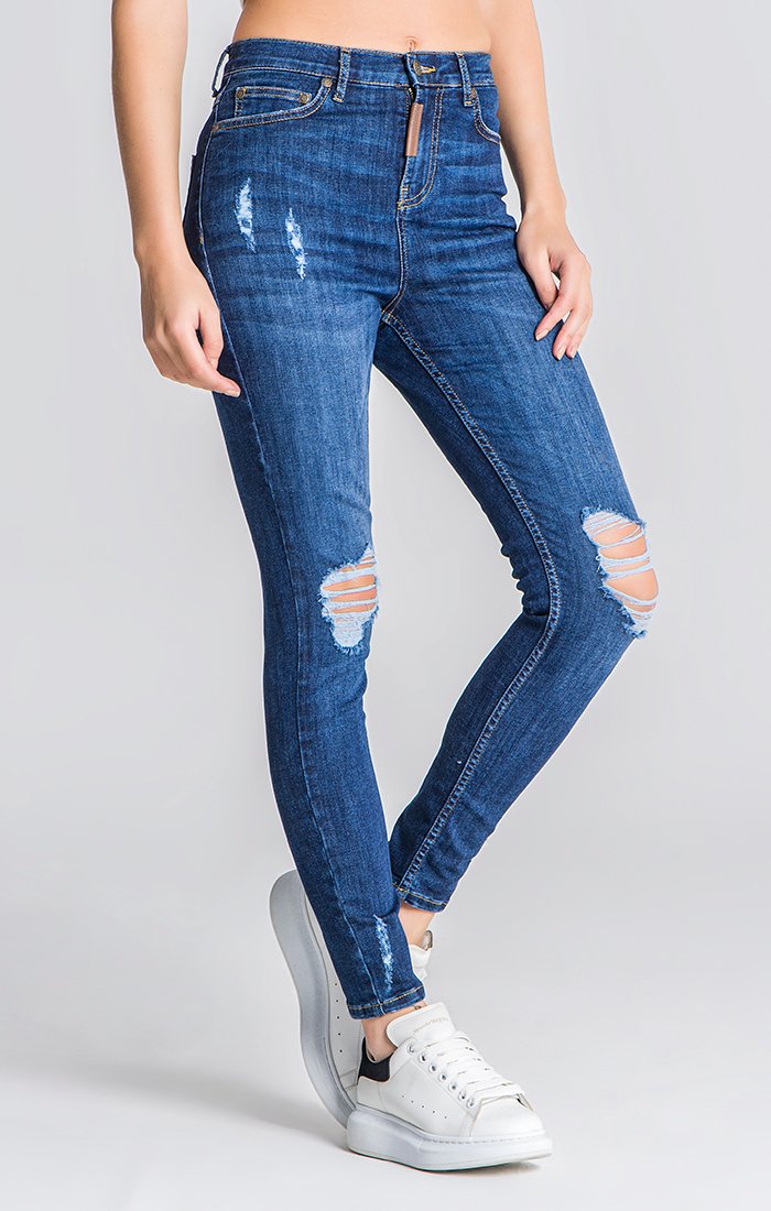 Dark Blue Core Ripped Jeans