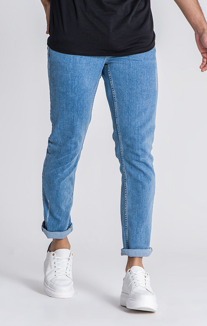 Light Blue Straight-Leg Jeans