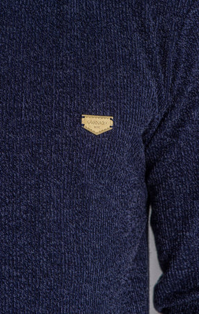 Navy Blue Core Turtleneck Medal Sweater